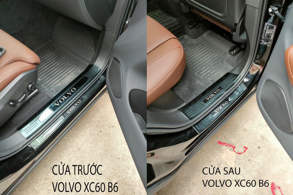 Ốp chống trầy bậc carbon full viền cao su volvo xc60 b6 (8 thanh)