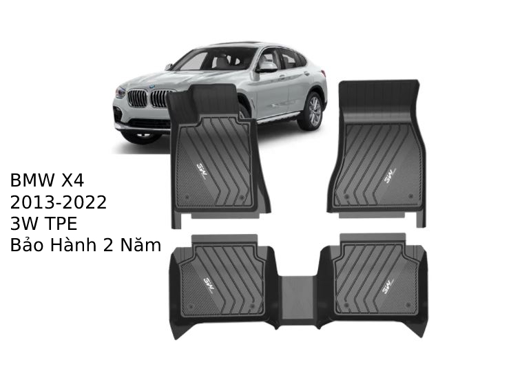 Thảm Lót Sàn Xe Bmw X4 - 3W Chính Hãng Tpe Đúc Khuôn (2013-2022)